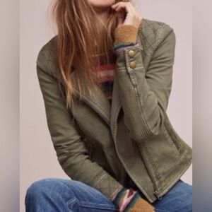 Anthropologie Olive/Army Green Easy Moto Jacket Sz L